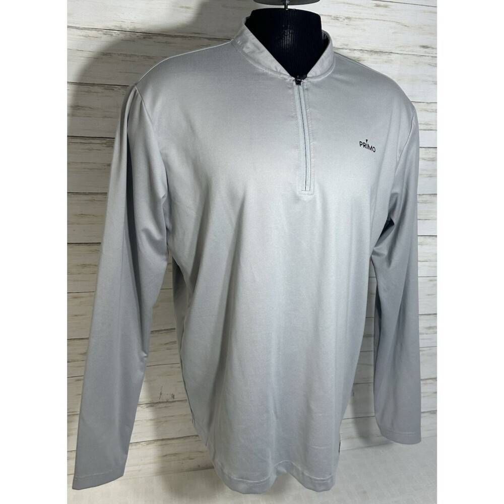 PRIMO GOLF Size XL Mens Gray 1/4 Zip Pullover Top Shirt Poly Spandex Stretch